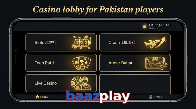 Lobby view of Baazplay for Pakistan users